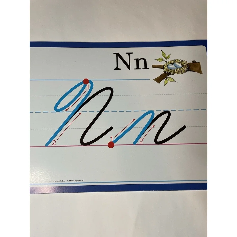VTG Cursive Pensacola Christian College 1995 Classroom 12 X 9 Cards A-Z & 1-10